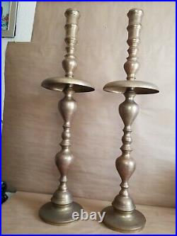 VTG 2 Brass Hand Crafted Candlestick Candle Holder Decor 37 inches Tall