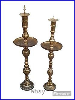 VTG 2 Brass Hand Crafted Candlestick Candle Holder Decor 37inches Tall -Morocon