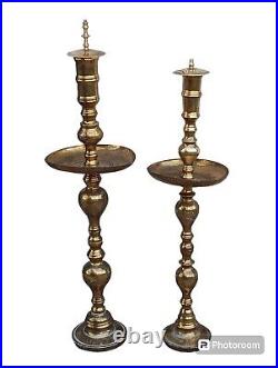 VTG 2 Brass Hand Crafted Candlestick Candle Holder Decor 37inches Tall -Morocon