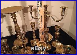 VTG 42 Brass Candle Holders, Candleabras, Chambersticks Wedding, Church Decor