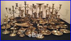 VTG 42 Brass Candle Holders, Candleabras, Chambersticks Wedding, Church Decor