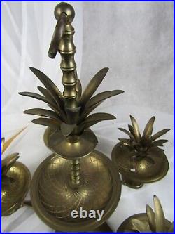 VTG Brass Candelabra or Centerpiece Pineapple Candle Holder Hollywood Regency
