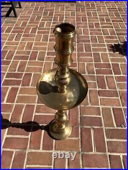 VTG Brass Moroccan Pillar Candle Holder Tray XL Floor Altar Church Temple 36