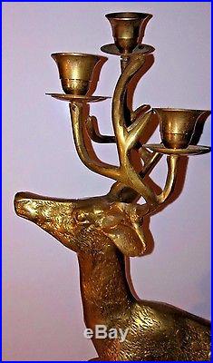VTG Brass Stag Deer Candelabra Candle Holder Sculpture Large 22.5 Bronze