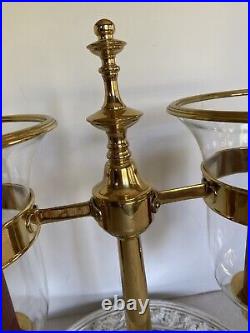 VTG Decorative Crafts Inc Brass Double Armed Hurricane Candle Holder Lamp Large