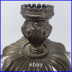 VTG Italian Bronze Finish Candlesticks with Crystals Marble Base Baroque Style