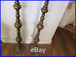 Very Large HEAVY Pair of BRASS Candlesticks, 36 Height - 13.4 Pounds