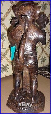 Very Rare! MAITLAND SMITH Vintage Brass Monkey Warrior Double Candle Holder