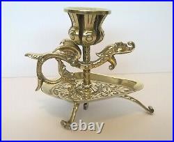 Victorian Antique Brass Dragon Candle holder by Adolph Frankau and Co London