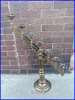 Victorian Antique Church altar brass adjustable 7 lighter candelabra Candlestick
