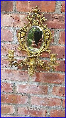 Victorian Brass Candle Sconces/Mirror Backs With3 Candle holders