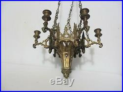 Victorian Brass Hanging Candlesticks Candle Holders Gothic Church Light Antique