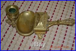 Victorian Brass Ornate Candleholder with covered Match Container MUST SEE