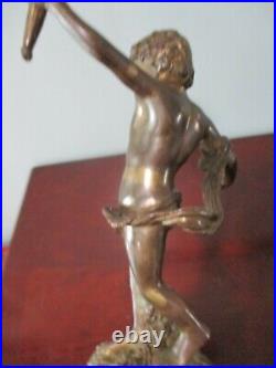 Victorian Era Brass Figural Candlestick Holder Girl Holding Torch 15 X 5 Inches