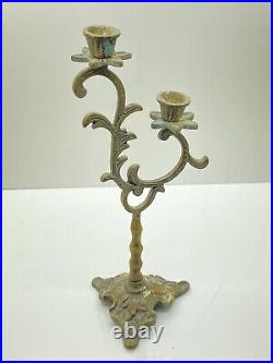 Victorian Ornate Brass Candelabra Double Candle Holder 2 Arms Antique Euro Style