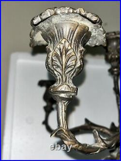 Vintage 10 Branch Brass Heavy Metal Candelabra Stackable Push Fit Victorian Goth