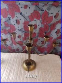 Vintage 12 Tall Solid Brass 8 Arm 9 Candle Candelabra Candle Holder