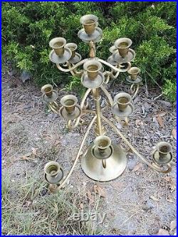 Vintage 15 Light Brass Candelabra Rotating Cathedral Candle Holder with History TX
