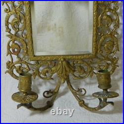 Vintage 16 Brass BACCHUS Wall Sconce double candle holder mirror Baroque style