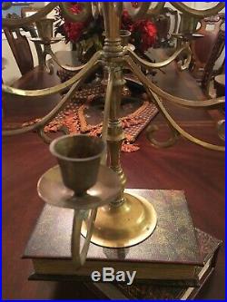 Vintage 17 Light Solid Brass Candelabra Rotating Cathedral Candle Holder 19.4