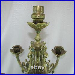 Vintage 1930s Heavy Ornate Baroque Brass 5 Arm 23 Tall Candelabra