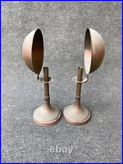 Vintage 1960s MCM Pair of Sarreid Brass Candlesticks with Concave Reflectors Spain