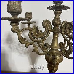 Vintage 5 Arms Brass Candelabra Candle Holder 15.75 Tall Intricate Design