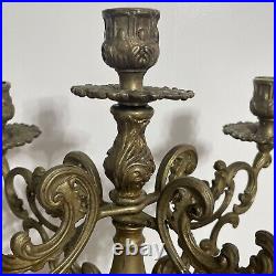 Vintage 5 Arms Brass Candelabra Candle Holder 15.75 Tall Intricate Design