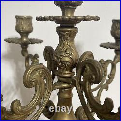 Vintage 5 Arms Brass Candelabra Candle Holder 15.75 Tall Intricate Design