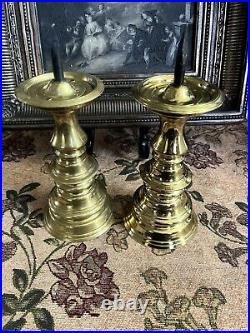 Vintage 7.5 Heavy Baldwin Brass Candlestick Candle Holder with 2 Spike Altar