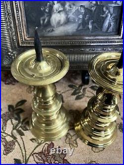 Vintage 7.5 Heavy Baldwin Brass Candlestick Candle Holder with 2 Spike Altar