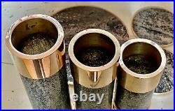 Vintage 7 pc Set MCM Candle Holder Brutalist Saulo Sulitjelma Norway Stone Brass