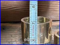 Vintage 7 pc Set MCM Candle Holder Brutalist Saulo Sulitjelma Norway Stone Brass