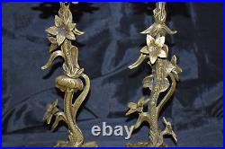 Vintage ARDALT Spain Ornate Brass Metal Flower Candlestick Candle Holder PAIR