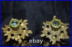 Vintage ARDALT Spain Ornate Brass Metal Flower Candlestick Candle Holder PAIR