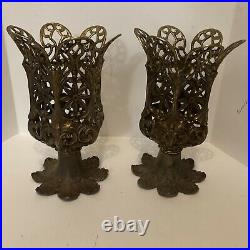 Vintage Accurate Casting A4124 Elaborate Brass Candle Holder Set Of 2 Used