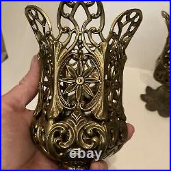 Vintage Accurate Casting A4124 Elaborate Brass Candle Holder Set Of 2 Used