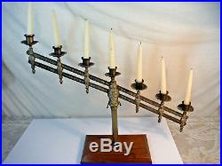 Vintage Adjustable Ornate Brass 7 Candle Candelabra Church Wedding Alter Heavy