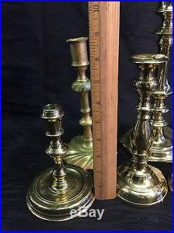 Vintage All Virginia Metalcrafters Lot of 7 Brass Candlestick Candle Holders VM