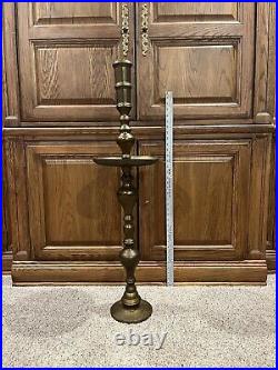 Vintage Altar / Pillar Candlestick Holder 38 Thailand Metal / Bronze