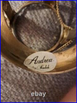 Vintage Andrea By Sadek Cut Glass Brass Candle Holder/Vanity Jar GORGEOUS