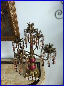 Vintage Antique Brass Metal Victorian Style Candelabra Candle Holder