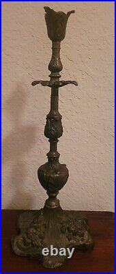 Vintage Antique Bronze Brass Baroque Italy Italian Candlestick Free shipping