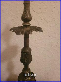 Vintage Antique Bronze Brass Baroque Italy Italian Candlestick Free shipping