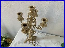 Vintage Antique Heavy Brass'Rococo Style' 5 Arm Candelabra Candle Holder 16