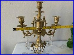 Vintage Antique Heavy Brass'Rococo Style' 5 Arm Candelabra Candle Holder 16