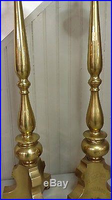 Vintage Antique Large 28 Brass Heavy Candlesticks Holders Set Table Alter
