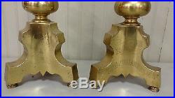 Vintage Antique Large 28 Brass Heavy Candlesticks Holders Set Table Alter