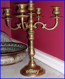 Vintage Antique Solid Brass 5 light Candelabras (Pair) Candle Holder