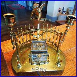 Vintage Art Deco Nouveau Brass Cherub Candle Inkwell-Fold Out Candle Holders